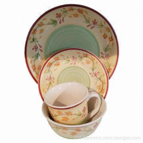 16pcs Ceramic Dinnerware Set with Color Glazed, FDA, 84/500/EEC, LFGB Standards
